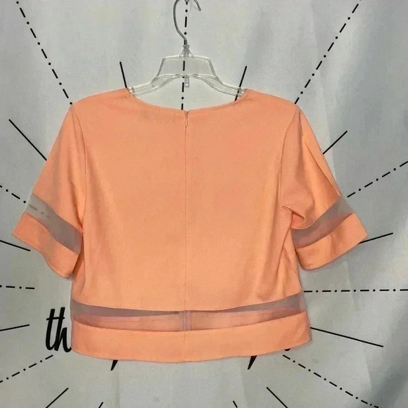 Missguided Coral Pink Sheer Insert Crop Top - Picture 5 of 5